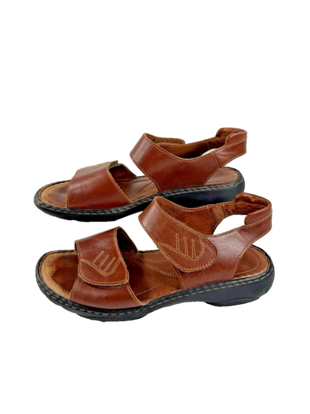 JOSEF SEIBEL BRANDY LEATHER WEDGE SANDALS WOMEN'S size 9